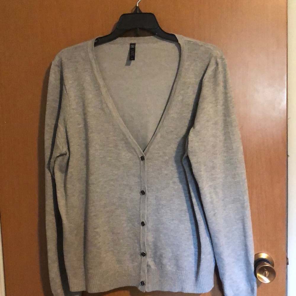 Gray cardigan sweater